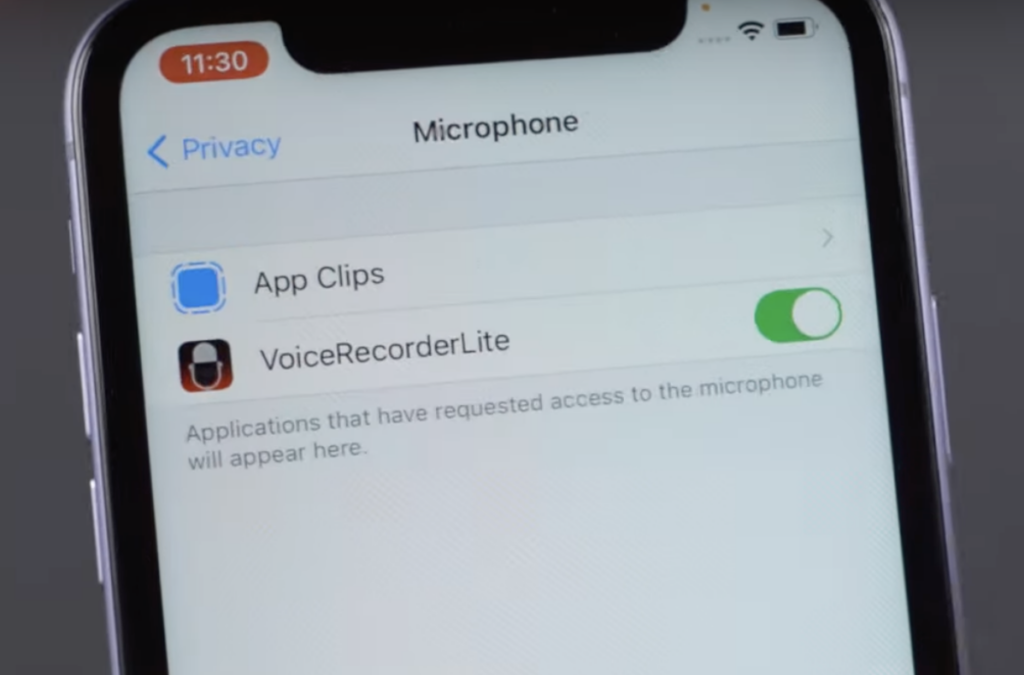Close up of iPhone settings screen
